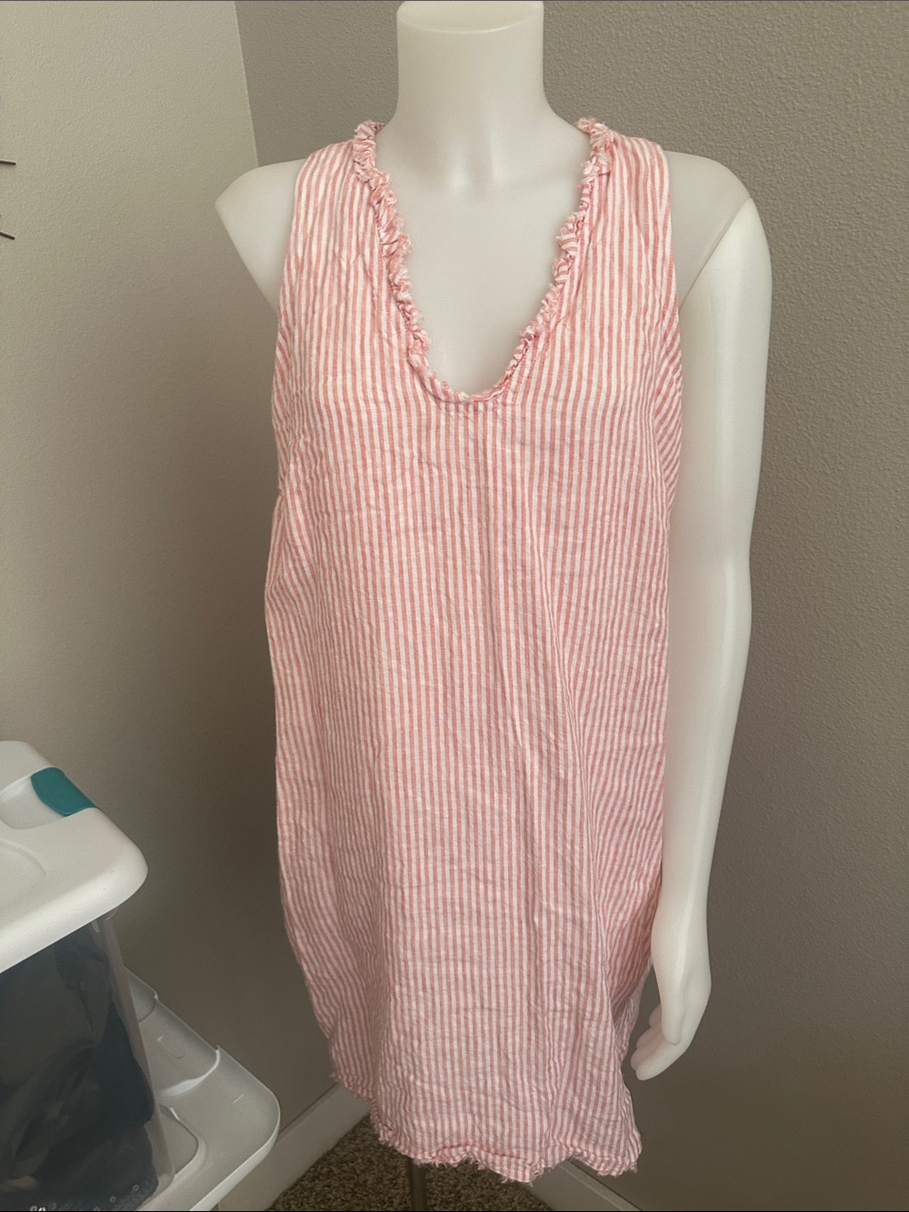 Tommy Bahama Pink and White Striped Sleeveless Dress